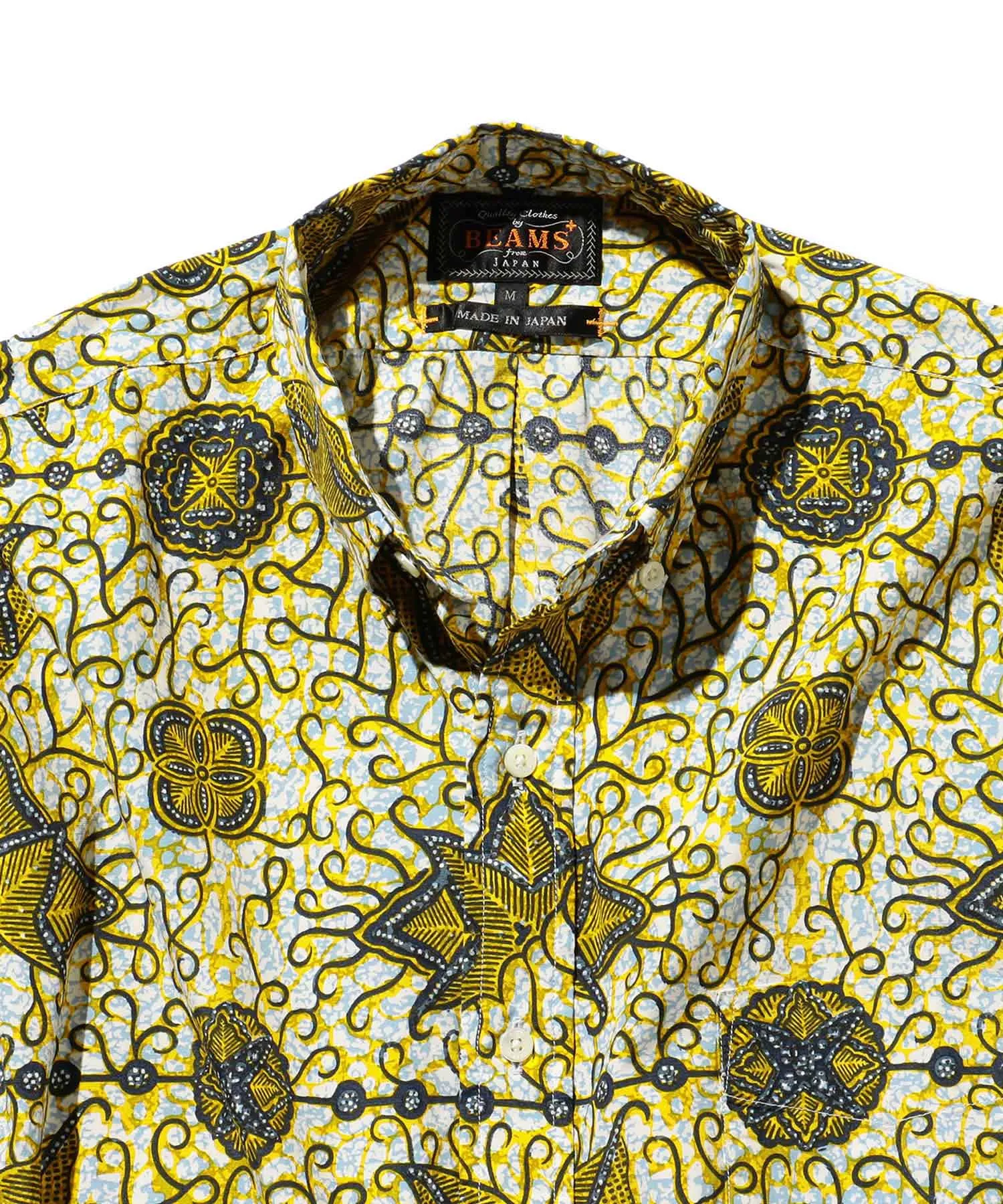 Beams Plus B.D. Cotton Rayon Batik Print Classic Fit - White