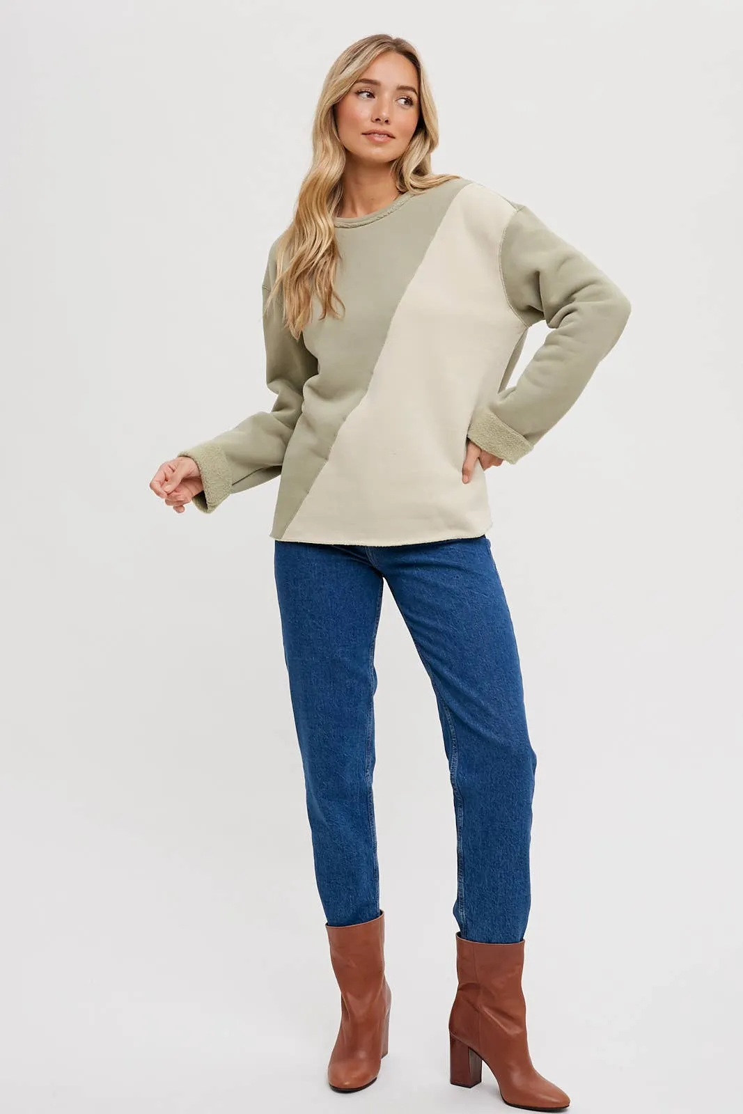 Color Block Sweatshirt - Sage
