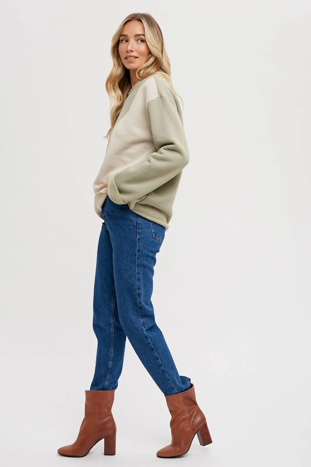 Color Block Sweatshirt - Sage