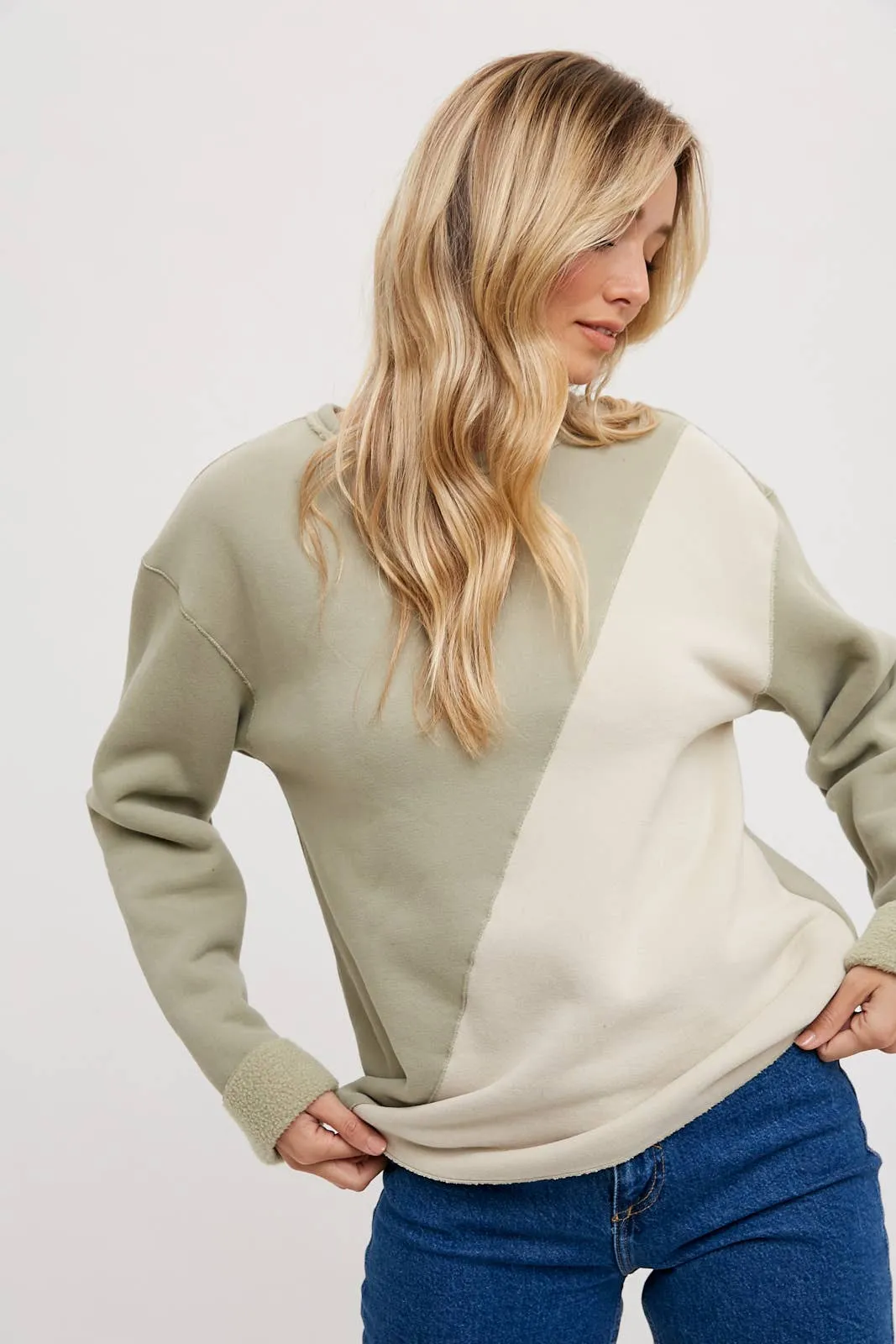 Color Block Sweatshirt - Sage