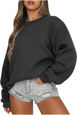 Crewneck Sweatshirts Women Long Sleeve Fleece Pullover Tops Cute Hoodies For Teen Girls Sweaters Solid Fall Outfits