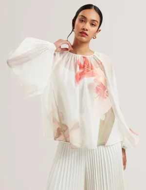 Eriana Organza Puff Sleeve Blouse Ivory