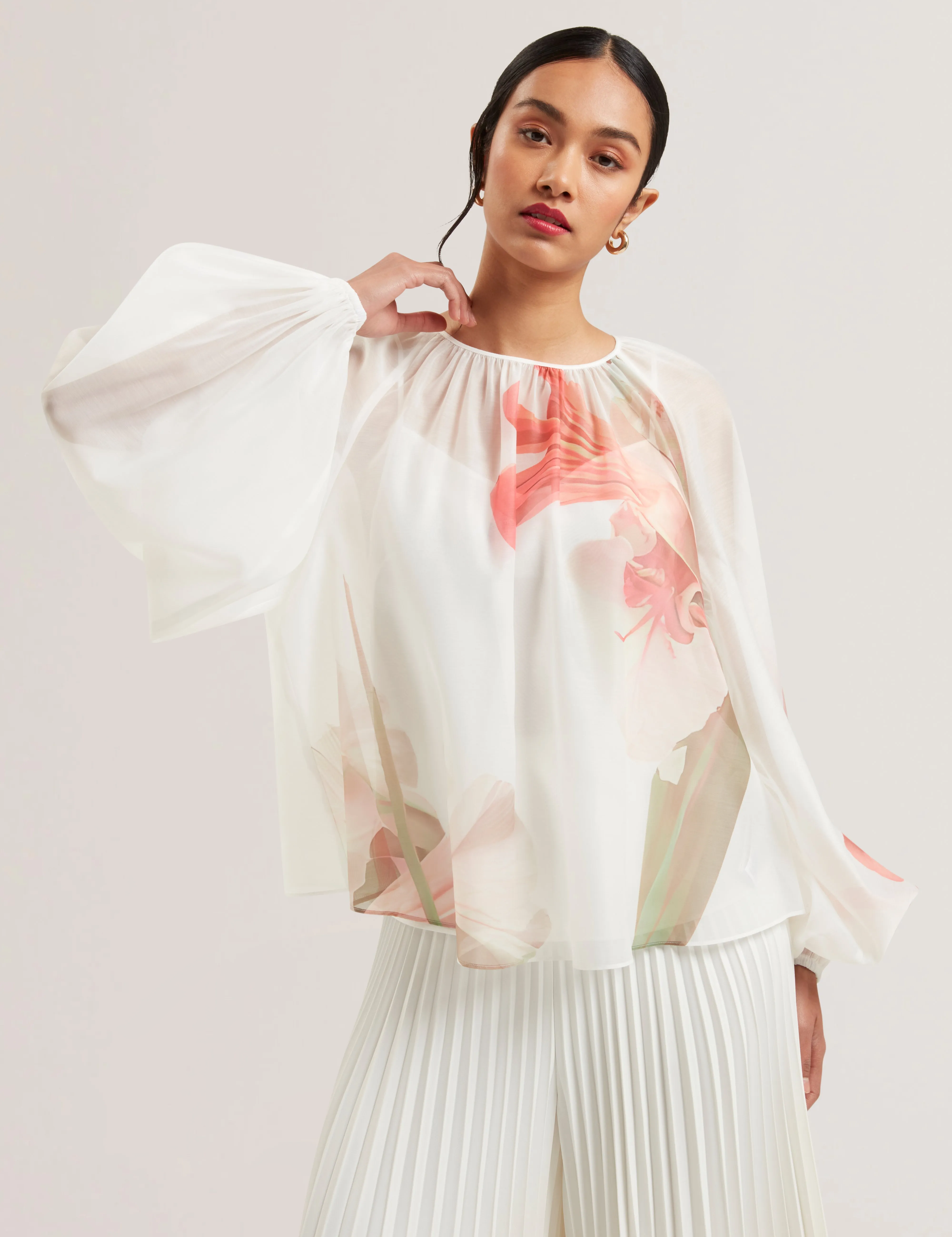 Eriana Organza Puff Sleeve Blouse Ivory