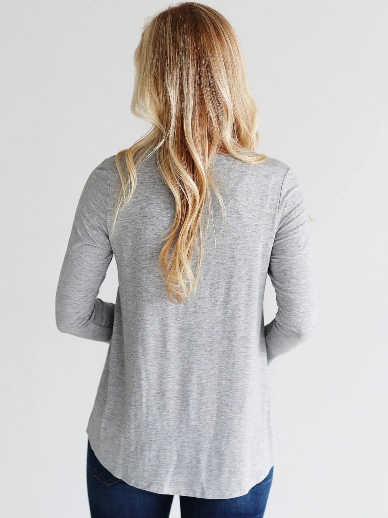 Heather Gray Dlmn Long Sleeve Henley Top