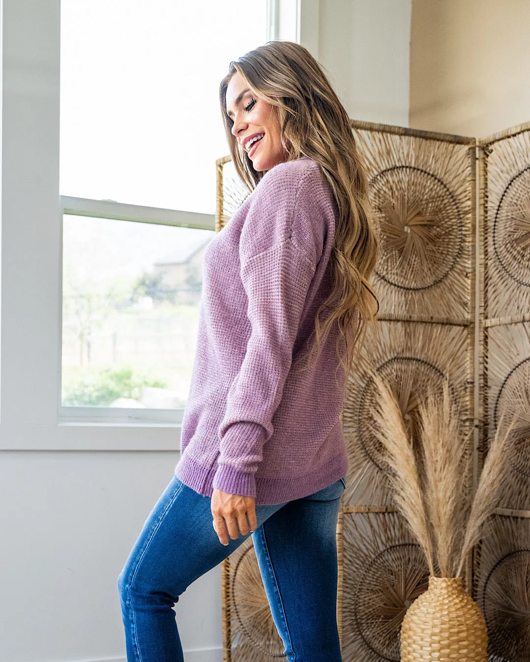 Ivy Henley Sweater - Grape