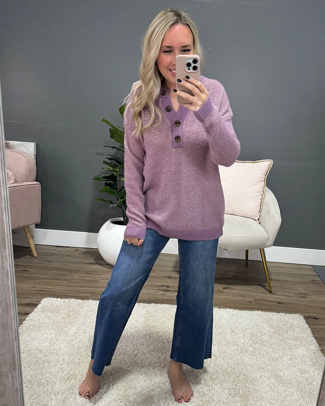 Ivy Henley Sweater - Grape