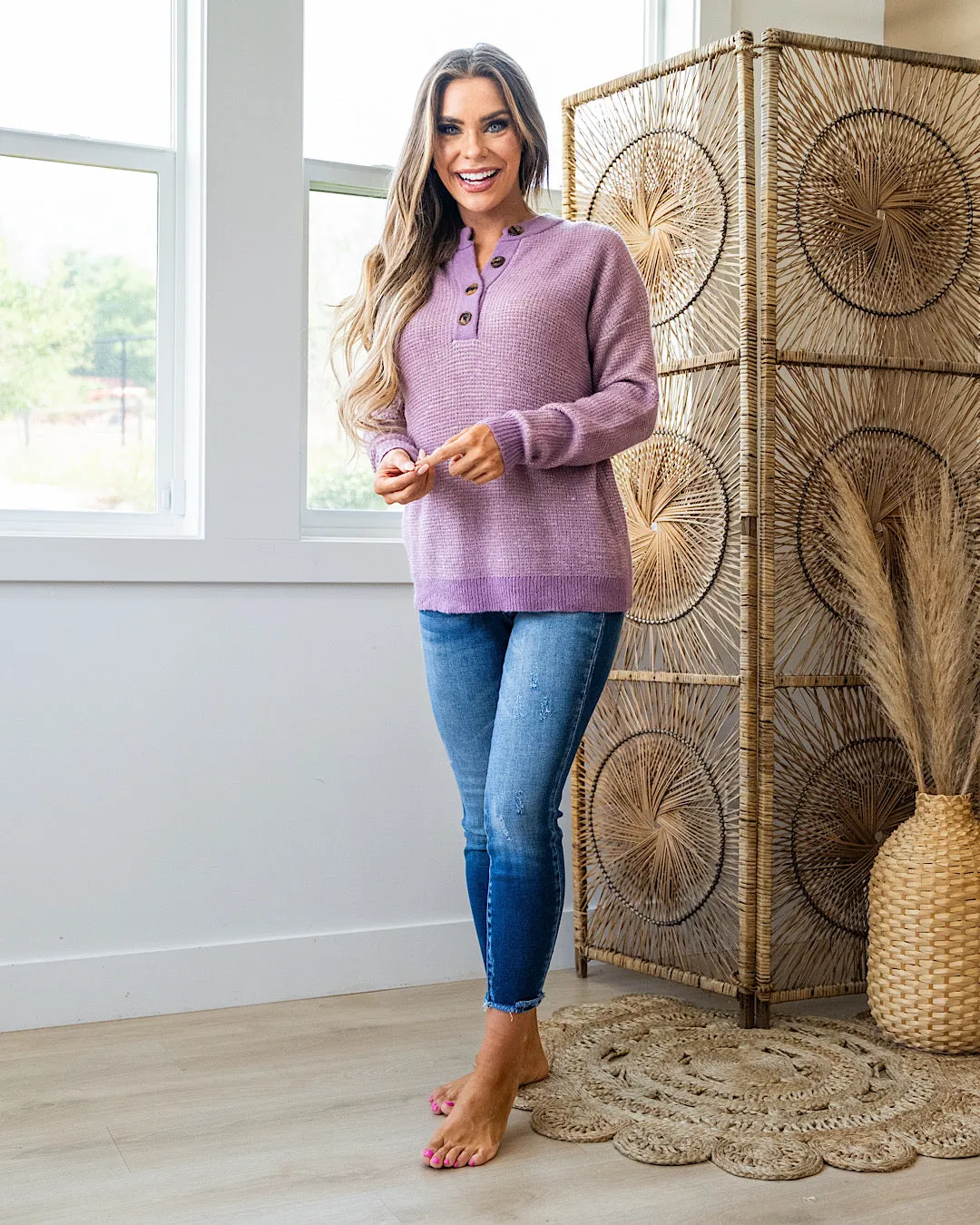 Ivy Henley Sweater - Grape