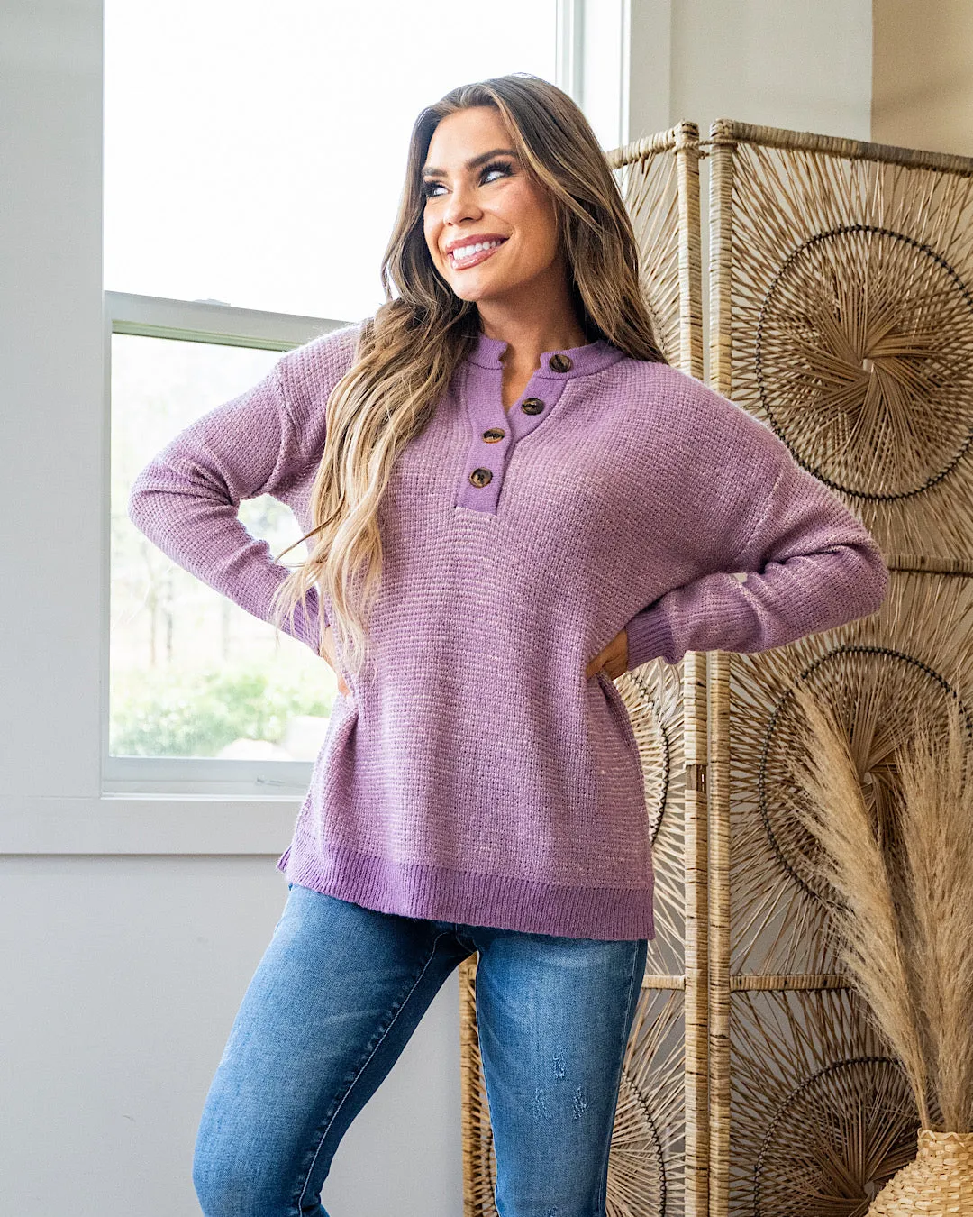 Ivy Henley Sweater - Grape