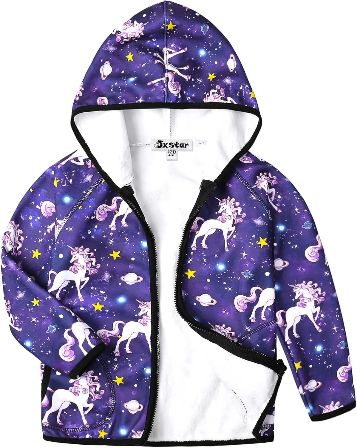 Jxstar Girls Zip-Up Hoodie Kids Fall Winter Warm Sweatshirt Polar Fleece Clothes with Pockets