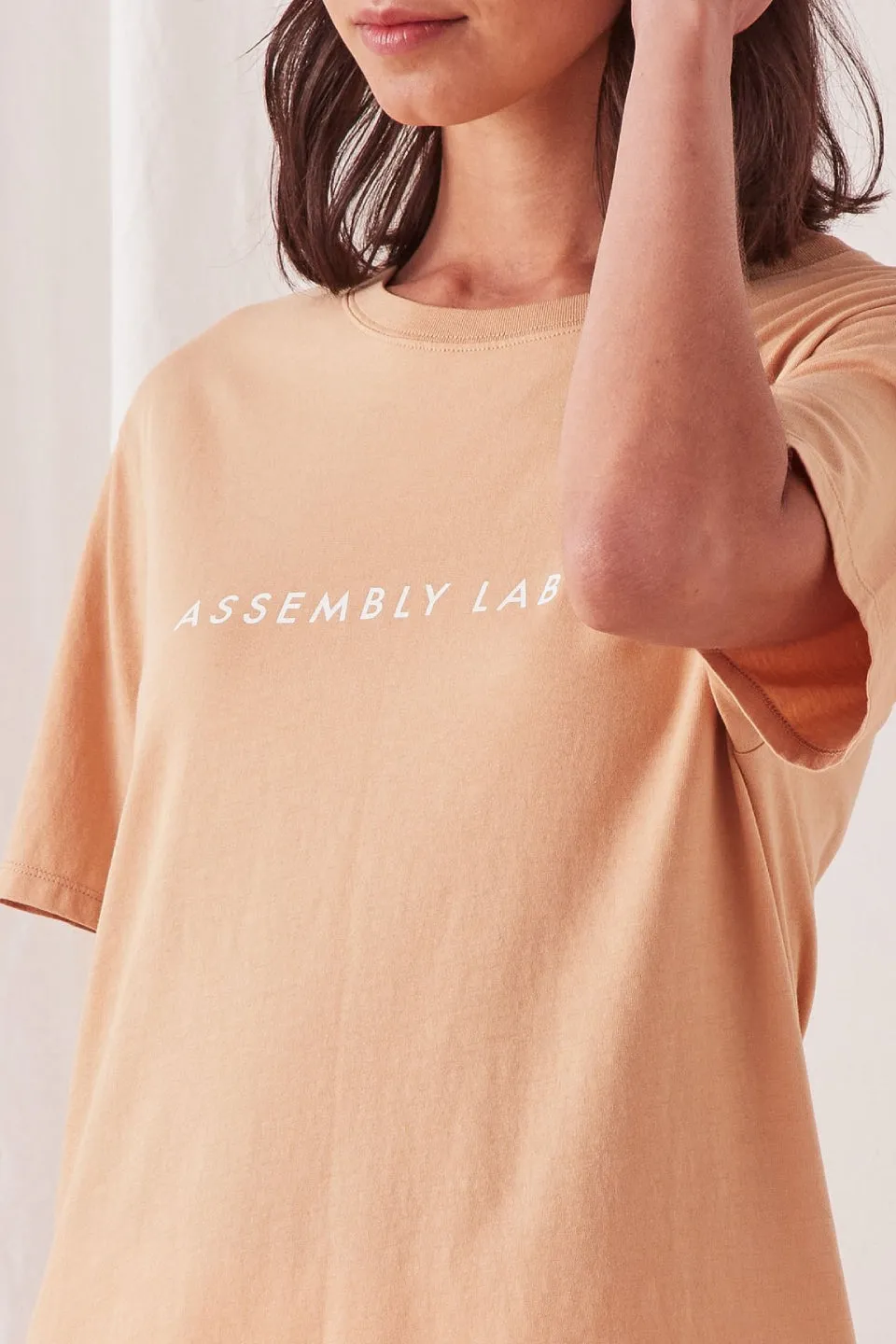 Logo Cotton Taupe Crew Tee