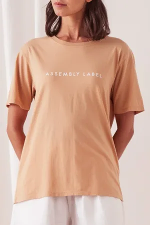 Logo Cotton Taupe Crew Tee