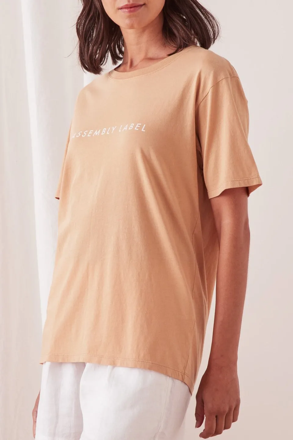 Logo Cotton Taupe Crew Tee