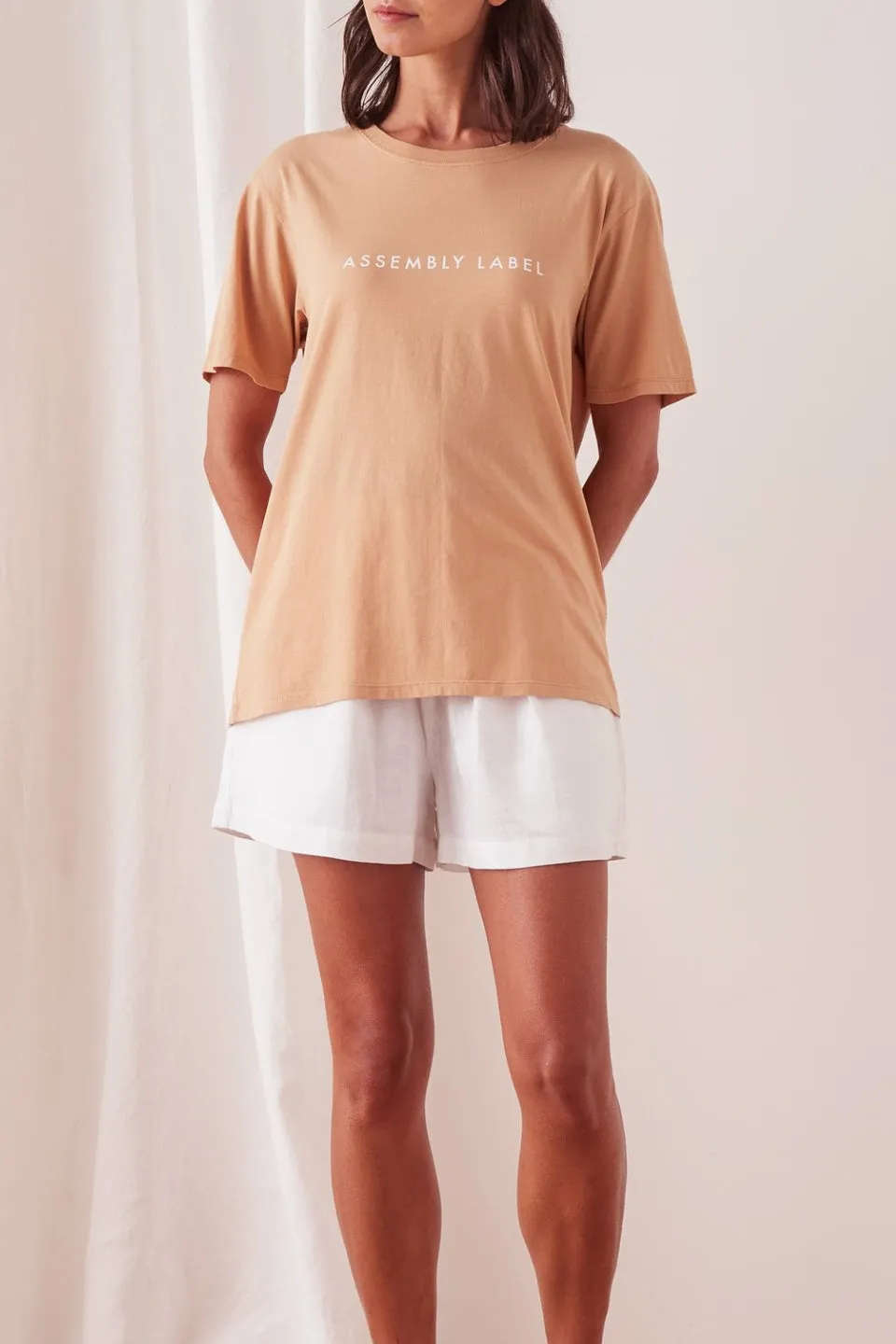 Logo Cotton Taupe Crew Tee