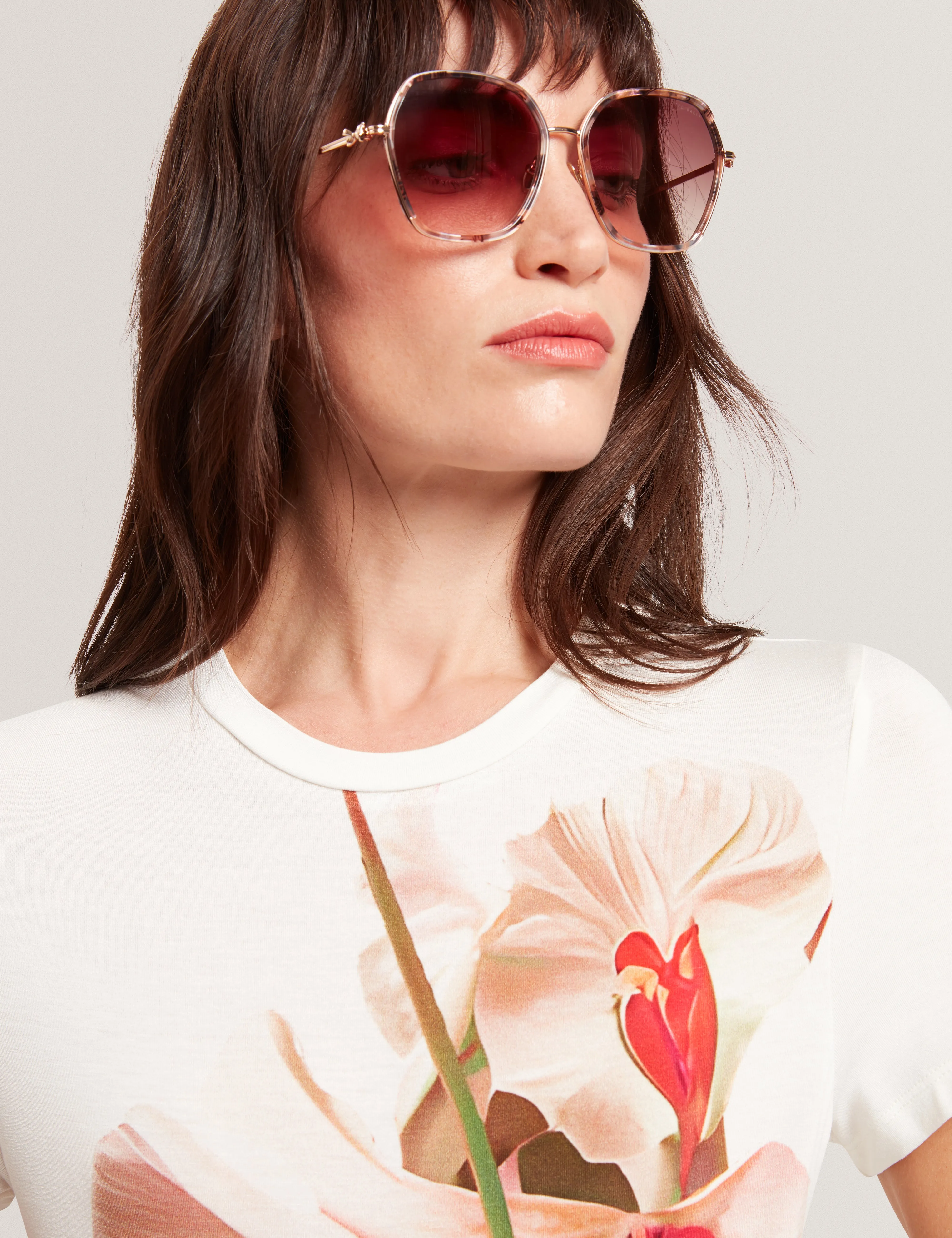Meeliee Printed Fitted Tee Nude-Pink