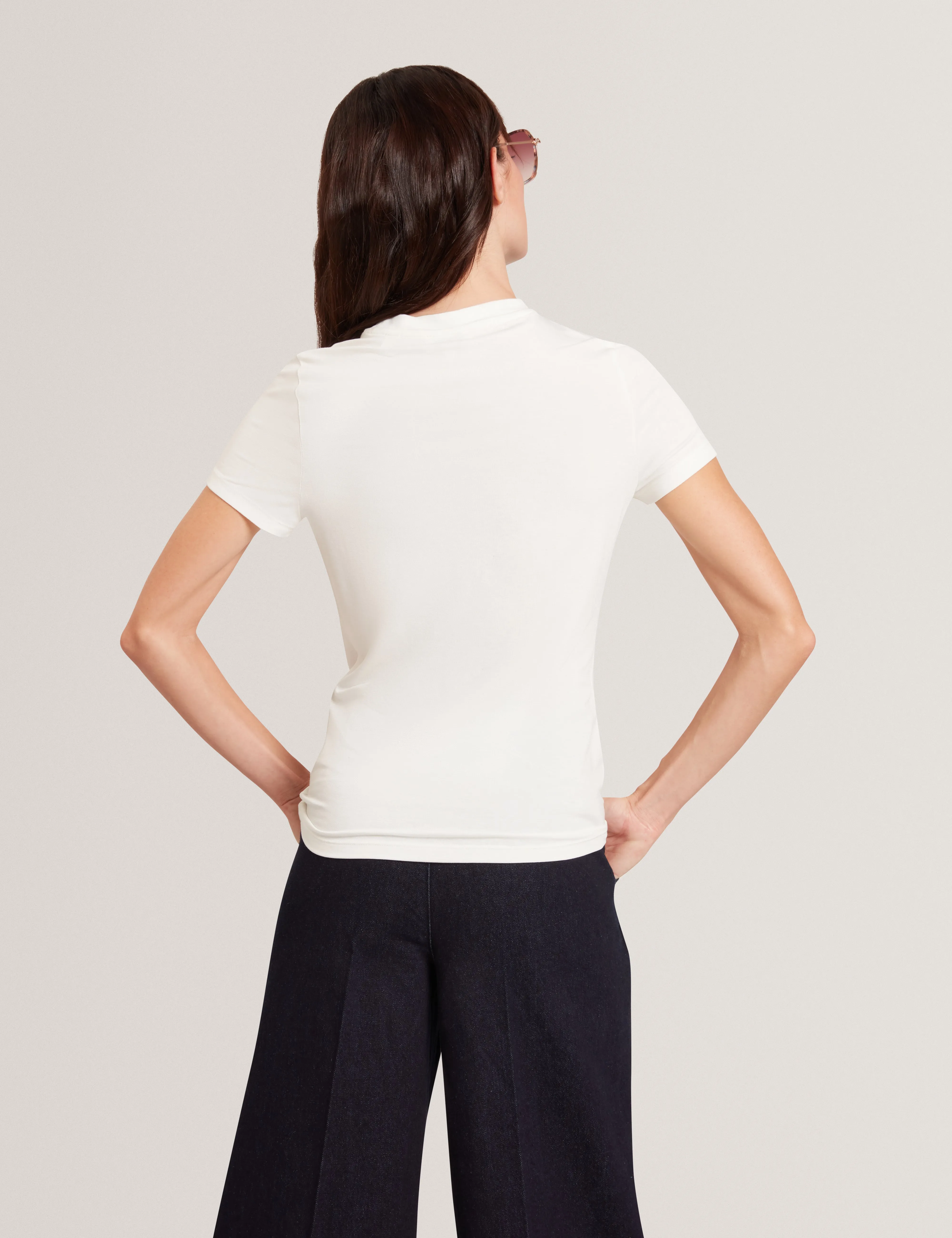 Meeliee Printed Fitted Tee Nude-Pink