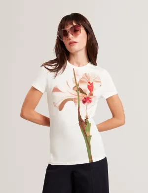 Meeliee Printed Fitted Tee Nude-Pink