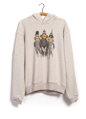 MONKEY AMIGOS | Top Fleece Hoodie | Ecru