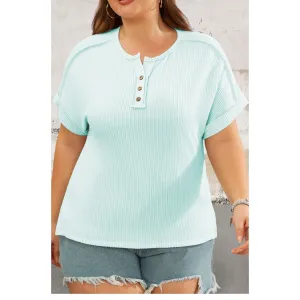 Plus Size Short Sleeve Ribbed Summer Top