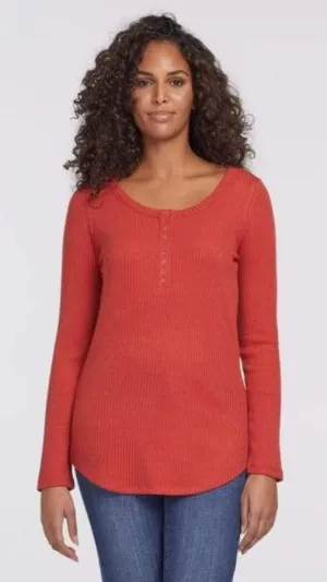 Scoop Neck Ribbed Henley
