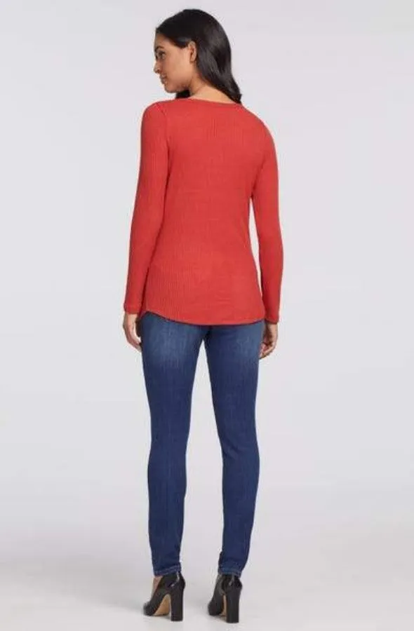 Scoop Neck Ribbed Henley