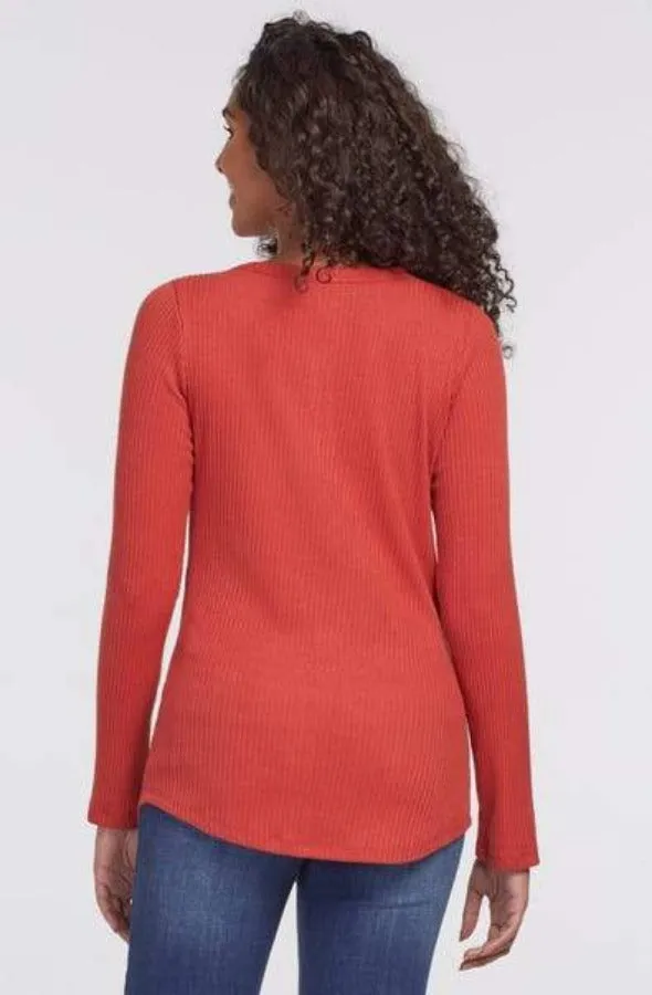 Scoop Neck Ribbed Henley