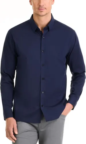 Van Heusen Men's Classic Fit Stain Shield Never Tuck Stretch Solid Button Down Shirt