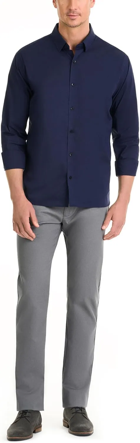 Van Heusen Men's Classic Fit Stain Shield Never Tuck Stretch Solid Button Down Shirt