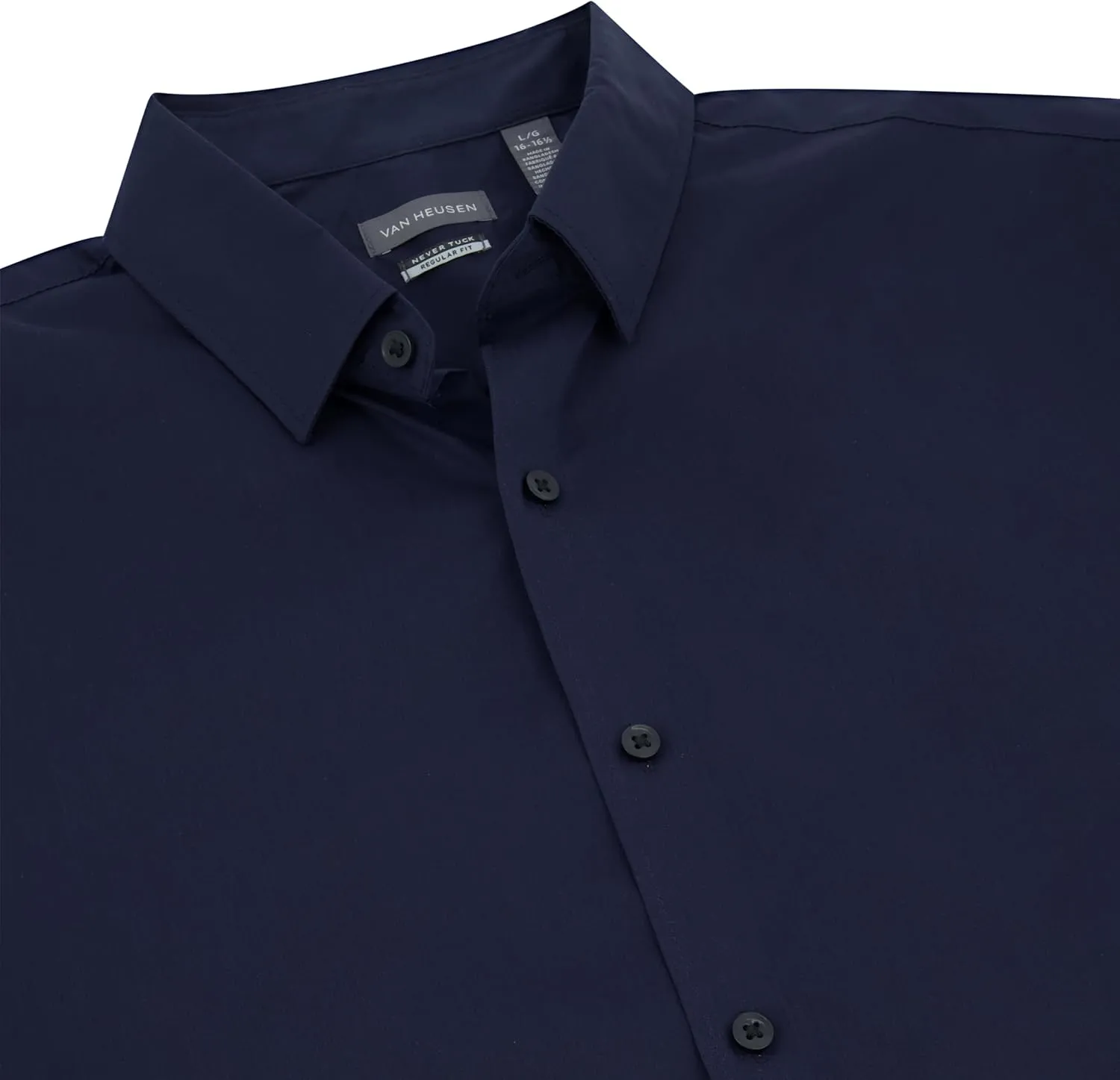 Van Heusen Men's Classic Fit Stain Shield Never Tuck Stretch Solid Button Down Shirt