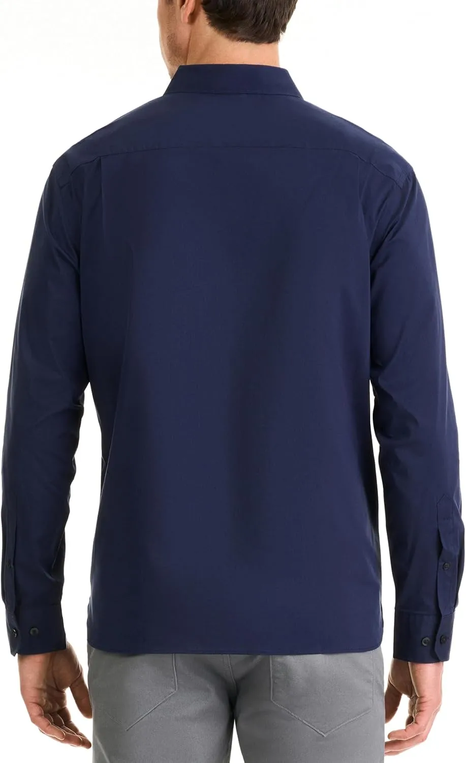 Van Heusen Men's Classic Fit Stain Shield Never Tuck Stretch Solid Button Down Shirt