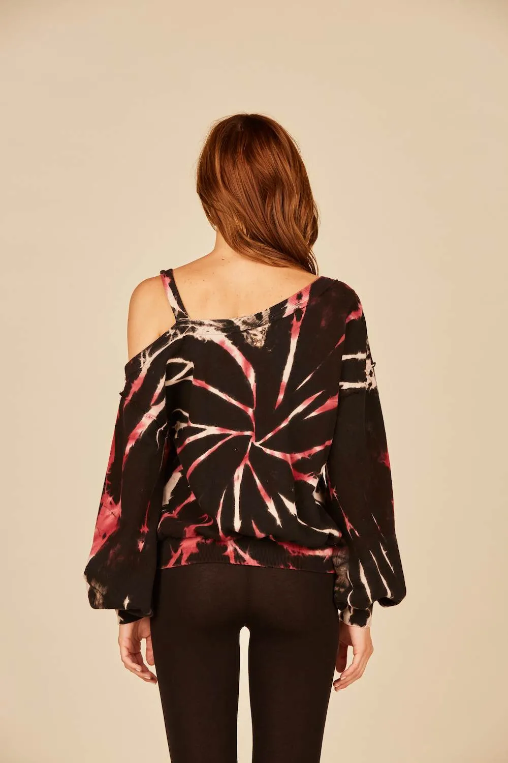 Vintage Havana Vino Swirl Cold Shoulder Sweatshirt