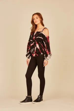 Vintage Havana Vino Swirl Cold Shoulder Sweatshirt