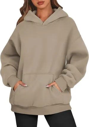 Womens Hoodies Pullover Trendy Y2k Cute Oversized Sweatshirt Fleece Lined Long Sleeve Fall Sweatshirts with Pockets